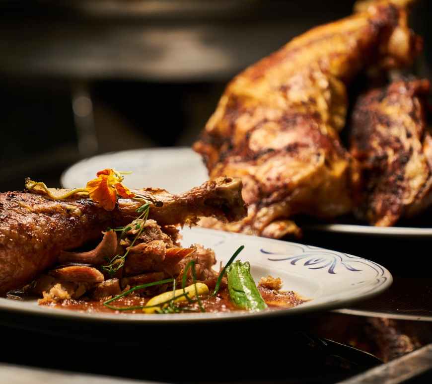 cooked chicken on white plate