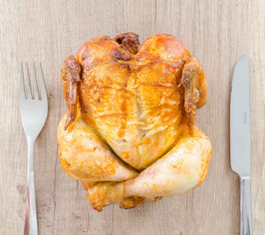 chicken cooked cuisine cutlery